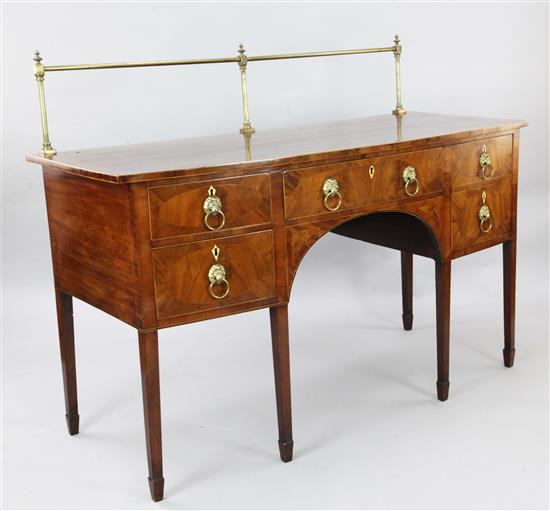 A George III inlaid mahogany bowfront sideboard, W.5ft 3in. D.2ft 3in. H.3ft
